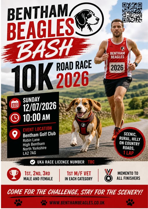 Bentham Beagles Bash 10K Road Race poster